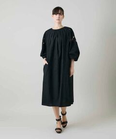 HIROKO KOSHINO / ヒロココシノ ロング・マキシ丈ワンピース | 幾何学エンブロイダリーワンピース /洗える