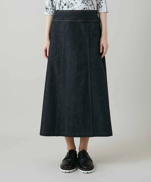 HIROKO KOSHINO / ヒロココシノ ロング・マキシ丈スカート | 異素材ドッキングAラインスカート /洗える | 詳細1