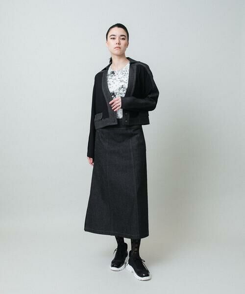 HIROKO KOSHINO / ヒロココシノ ロング・マキシ丈スカート | 異素材ドッキングAラインスカート /洗える | 詳細12