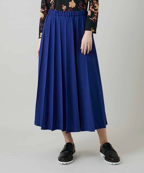 HIROKO KOSHINO / ヒロココシノ ロング・マキシ丈スカート | 立体プリーツシルエットスカート /洗える（ブルー）