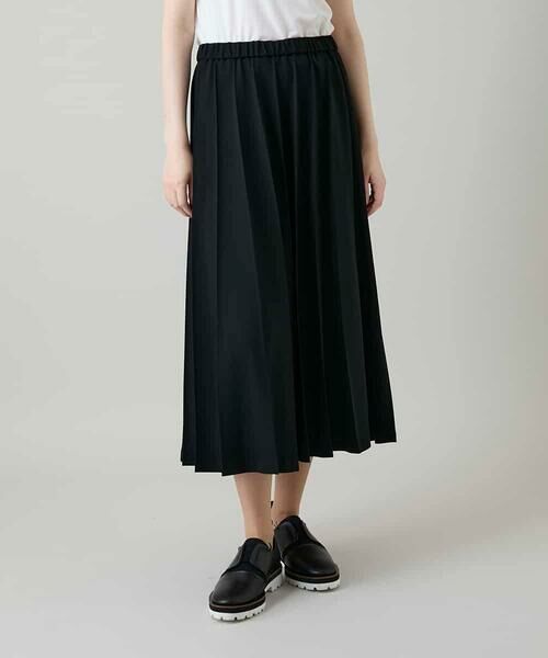 HIROKO KOSHINO / ヒロココシノ ロング・マキシ丈スカート | 立体プリーツシルエットスカート /洗える（ブラック）