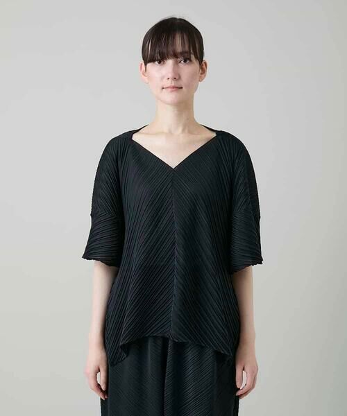 HIROKO KOSHINO / ヒロココシノ シャツ・ブラウス | ランダムプリーツテールロングブラウス /洗える | 詳細1
