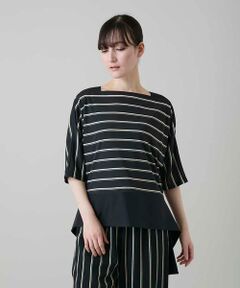 HIROKO KOSHINO / ヒロココシノ シャツ・ブラウス | アシンメトリーヘムボーダーブラウス/日本製/洗濯機で洗える