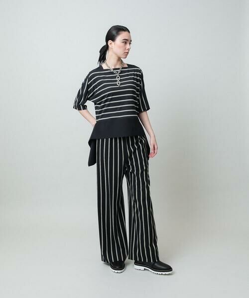 HIROKO KOSHINO / ヒロココシノ シャツ・ブラウス | アシンメトリーヘムボーダーブラウス/日本製/洗濯機で洗える | 詳細10