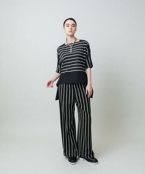 HIROKO KOSHINO / ヒロココシノ シャツ・ブラウス | アシンメトリーヘムボーダーブラウス/日本製/洗濯機で洗える | 詳細11