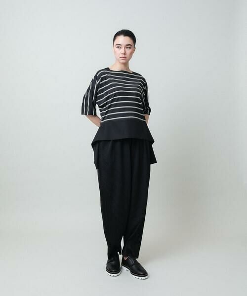 HIROKO KOSHINO / ヒロココシノ シャツ・ブラウス | アシンメトリーヘムボーダーブラウス/日本製/洗濯機で洗える | 詳細12