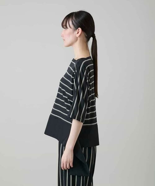 HIROKO KOSHINO / ヒロココシノ シャツ・ブラウス | アシンメトリーヘムボーダーブラウス/日本製/洗濯機で洗える | 詳細2