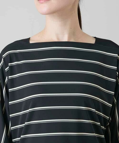 HIROKO KOSHINO / ヒロココシノ シャツ・ブラウス | アシンメトリーヘムボーダーブラウス/日本製/洗濯機で洗える | 詳細4