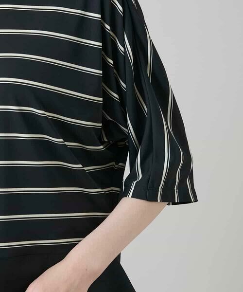 HIROKO KOSHINO / ヒロココシノ シャツ・ブラウス | アシンメトリーヘムボーダーブラウス/日本製/洗濯機で洗える | 詳細6