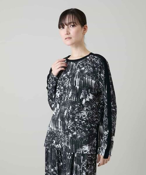 HIROKO KOSHINO / ヒロココシノ カットソー | インクペインティングテープアクセントカットソー/日本製/洗える（ブラック）