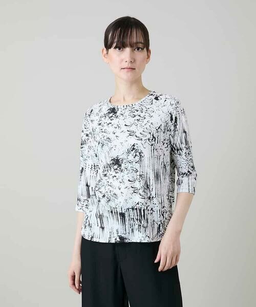 HIROKO KOSHINO / ヒロココシノ カットソー | インクペインティングカットソー/日本製/洗える（ホワイト）