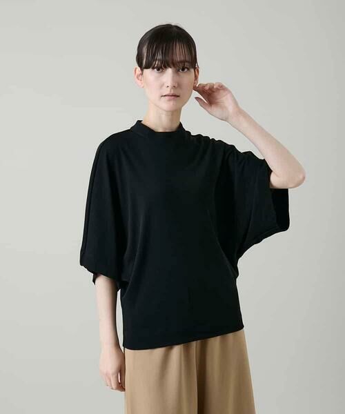 HIROKO KOSHINO / ヒロココシノ カットソー | ドルマンスリーブミニマルカットソー/日本製/洗える（ブラック）