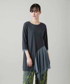 HIROKO KOSHINO / ヒロココシノ チュニック | アシンメトリーチュールヘムデザインチュニック/日本製/洗える
