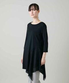 HIROKO KOSHINO / ヒロココシノ チュニック | アシンメトリーチュールヘムデザインチュニック/日本製/洗える