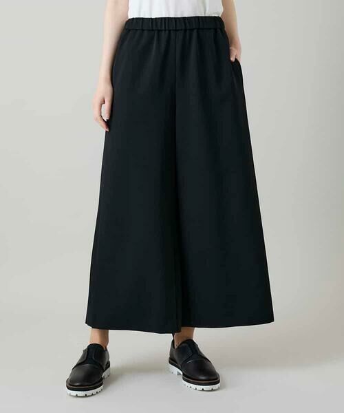 HIROKO KOSHINO / ヒロココシノ チノ・ワークパンツ | サイドプリーツイージーパンツ/洗える（ブラック）