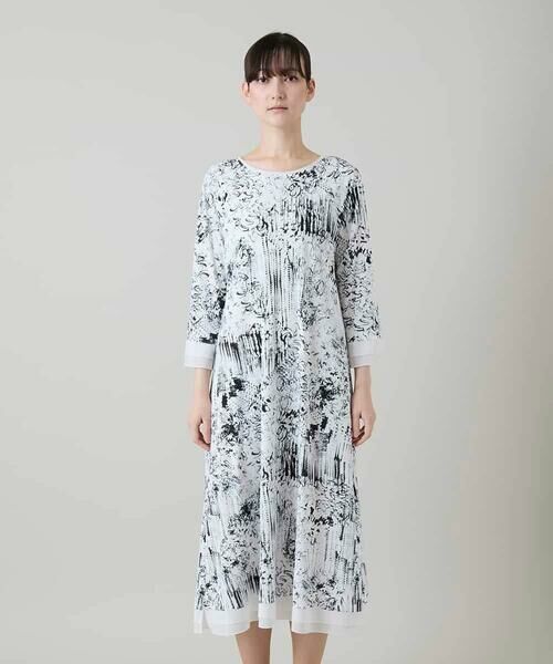 HIROKO KOSHINO / ヒロココシノ ロング・マキシ丈ワンピース | インクペインティングワンピース/日本製/洗える | 詳細1
