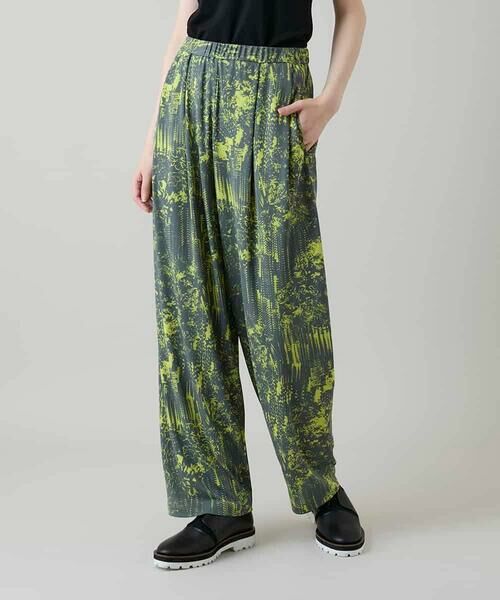 HIROKO KOSHINO / ヒロココシノ チノ・ワークパンツ | インクペインティングイージーパンツ/日本製/洗える（カーキ）