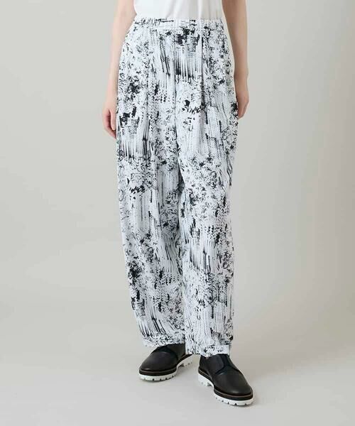 HIROKO KOSHINO / ヒロココシノ チノ・ワークパンツ | インクペインティングイージーパンツ/日本製/洗える（ホワイト）