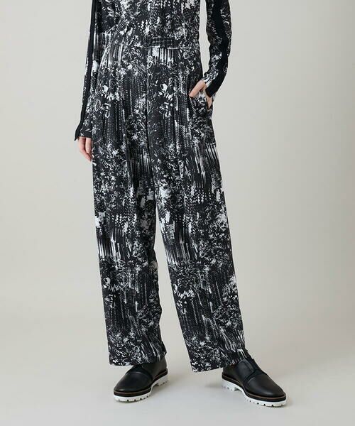 HIROKO KOSHINO / ヒロココシノ チノ・ワークパンツ | インクペインティングイージーパンツ/日本製/洗える（ブラック）