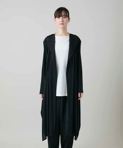 HIROKO KOSHINO / ヒロココシノ カーディガン・ボレロ | ランダムプリーツロングカーディガン/洗える | 詳細1