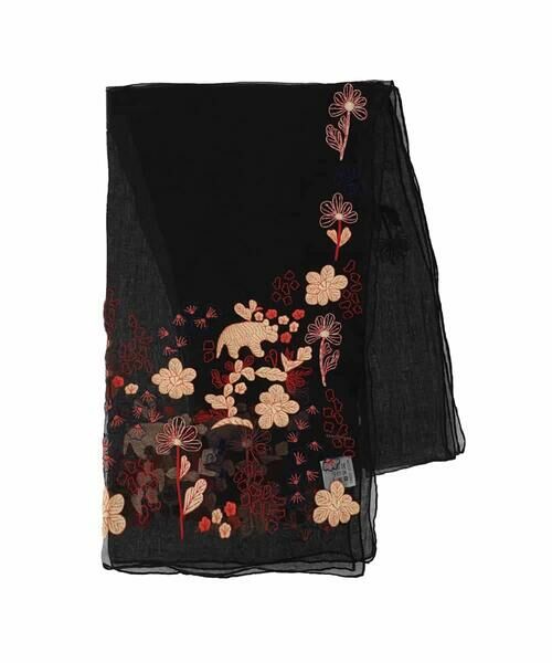 HIROKO KOSHINO / ヒロココシノ マフラー・ショール・スヌード・ストール | オリエンタルアニマル刺繍ストール | 詳細2