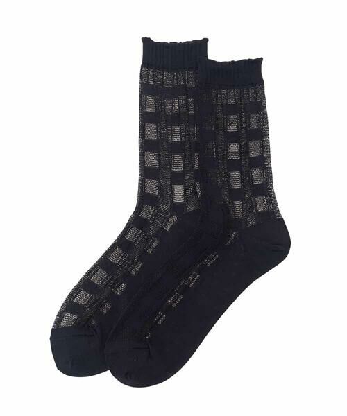 HIROKO KOSHINO / ヒロココシノ その他小物 | チェックシースルーソックス /日本製/洗濯機で洗える | 詳細6