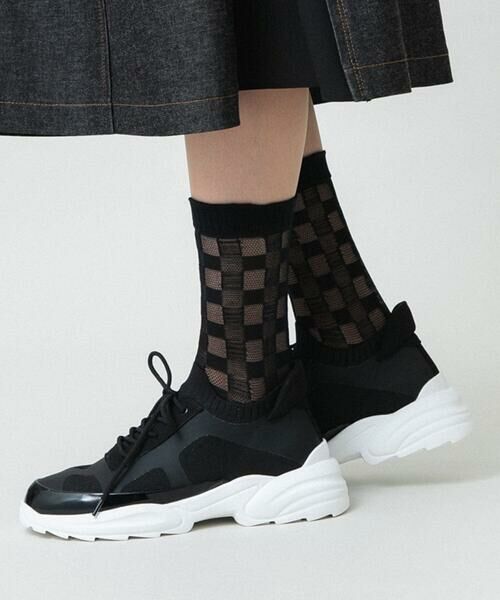 HIROKO KOSHINO / ヒロココシノ その他小物 | チェックシースルーソックス /日本製/洗濯機で洗える（ブラック）