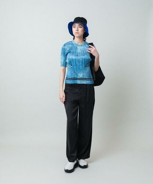 HIROKO KOSHINO / ヒロココシノ カットソー | デニム風ロゴプリントプリーツプルオーバー/洗える | 詳細10