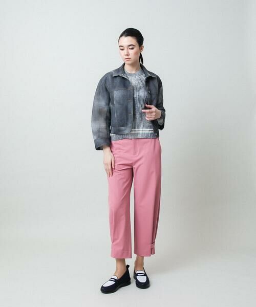 HIROKO KOSHINO / ヒロココシノ カットソー | デニム風ロゴプリントプリーツプルオーバー/洗える | 詳細11