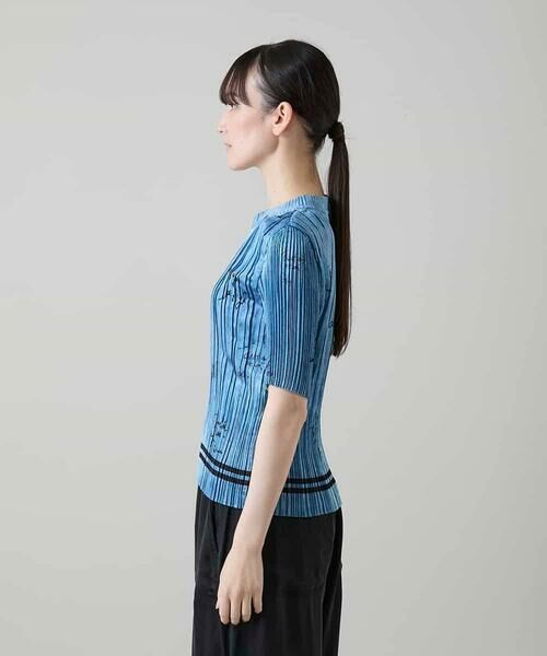 HIROKO KOSHINO / ヒロココシノ カットソー | デニム風ロゴプリントプリーツプルオーバー/洗える | 詳細2