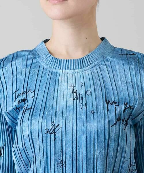 HIROKO KOSHINO / ヒロココシノ カットソー | デニム風ロゴプリントプリーツプルオーバー/洗える | 詳細4