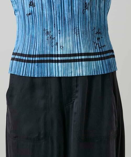 HIROKO KOSHINO / ヒロココシノ カットソー | デニム風ロゴプリントプリーツプルオーバー/洗える | 詳細7