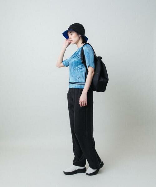 HIROKO KOSHINO / ヒロココシノ カットソー | デニム風ロゴプリントプリーツプルオーバー/洗える | 詳細9