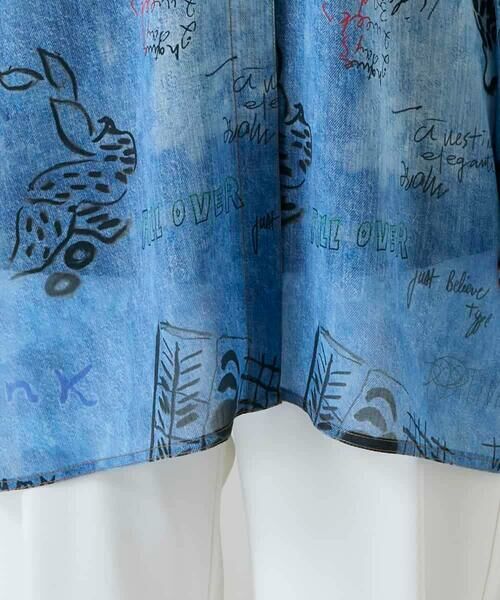 HIROKO KOSHINO / ヒロココシノ シャツ・ブラウス | デニム風アートプリントロングシャツ/洗える | 詳細10