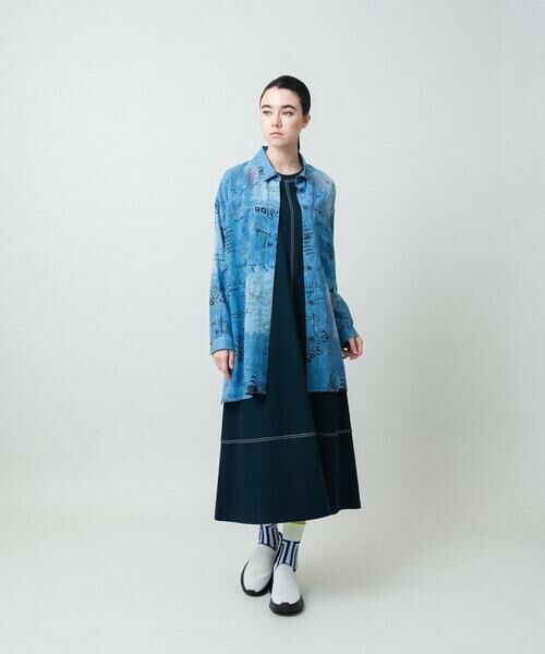 HIROKO KOSHINO / ヒロココシノ シャツ・ブラウス | デニム風アートプリントロングシャツ/洗える | 詳細13