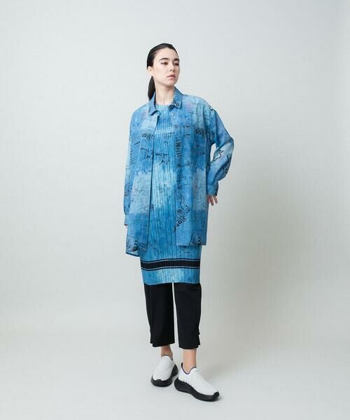 HIROKO KOSHINO / ヒロココシノ シャツ・ブラウス | デニム風アートプリントロングシャツ/洗える | 詳細15