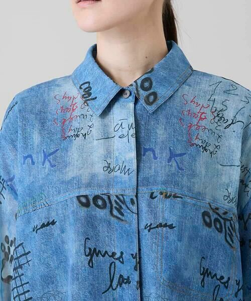 HIROKO KOSHINO / ヒロココシノ シャツ・ブラウス | デニム風アートプリントロングシャツ/洗える | 詳細5