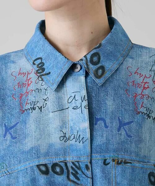 HIROKO KOSHINO / ヒロココシノ シャツ・ブラウス | デニム風アートプリントロングシャツ/洗える | 詳細6