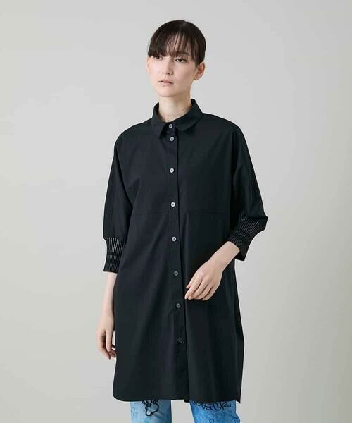 HIROKO KOSHINO / ヒロココシノ シャツ・ブラウス | ビッグシルエット切り替えシャツ/洗える（ブラック）
