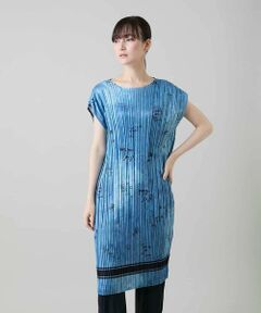 HIROKO KOSHINO / ヒロココシノ チュニック | デニム風ロゴプリントプリーツチュニック/洗える