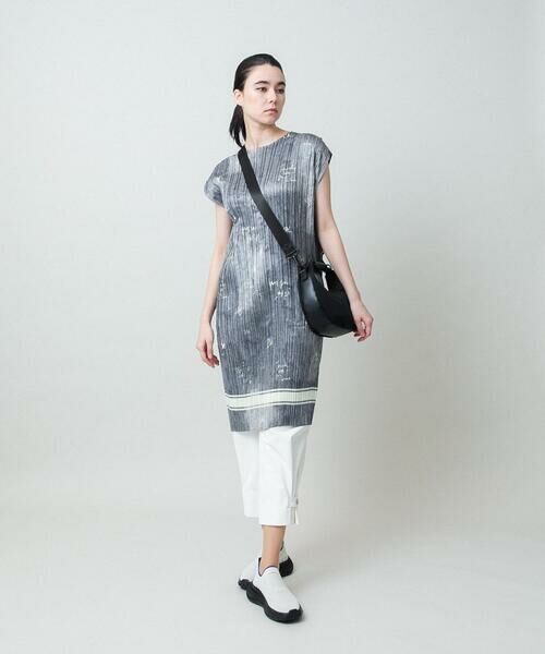 HIROKO KOSHINO / ヒロココシノ チュニック | デニム風ロゴプリントプリーツチュニック/洗える | 詳細10