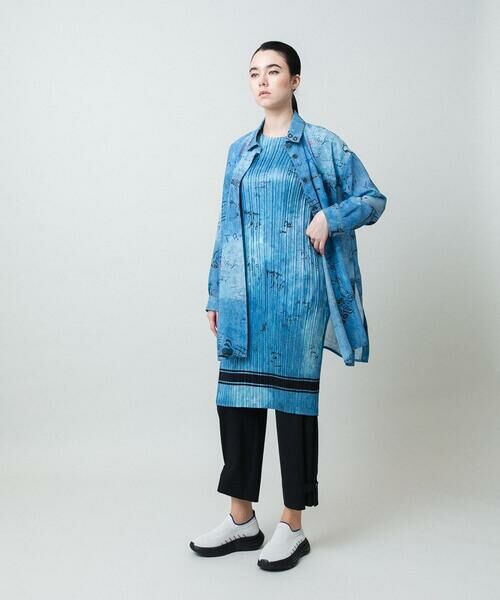 HIROKO KOSHINO / ヒロココシノ チュニック | デニム風ロゴプリントプリーツチュニック/洗える | 詳細12