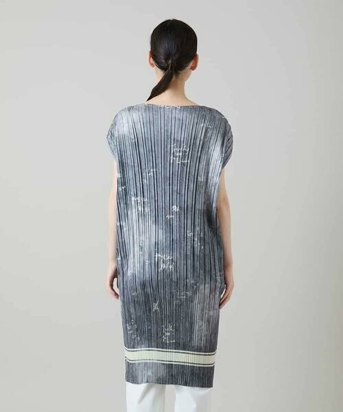 HIROKO KOSHINO / ヒロココシノ チュニック | デニム風ロゴプリントプリーツチュニック/洗える | 詳細3