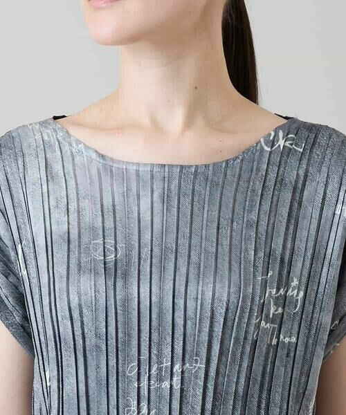 HIROKO KOSHINO / ヒロココシノ チュニック | デニム風ロゴプリントプリーツチュニック/洗える | 詳細4