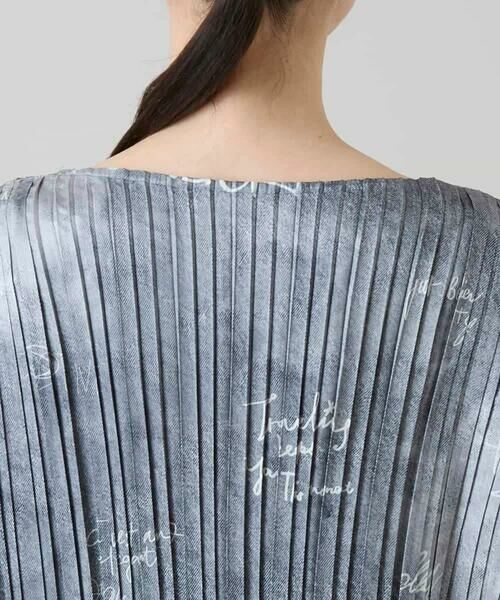 HIROKO KOSHINO / ヒロココシノ チュニック | デニム風ロゴプリントプリーツチュニック/洗える | 詳細5