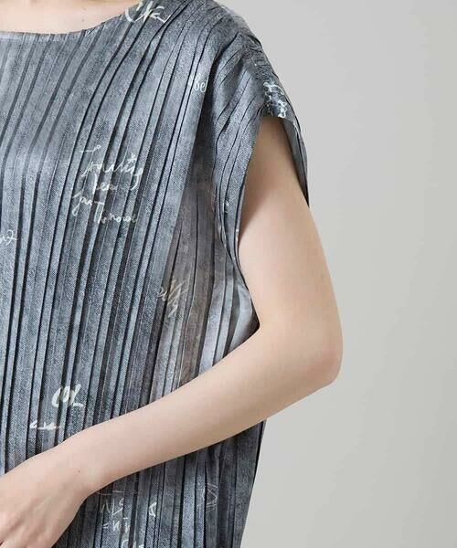 HIROKO KOSHINO / ヒロココシノ チュニック | デニム風ロゴプリントプリーツチュニック/洗える | 詳細6