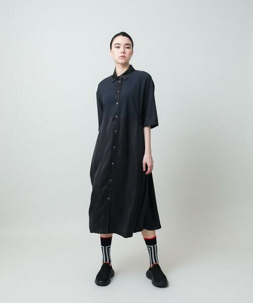 HIROKO KOSHINO / ヒロココシノ ロング・マキシ丈ワンピース | 異素材ドッキングシャツワンピース | 詳細12
