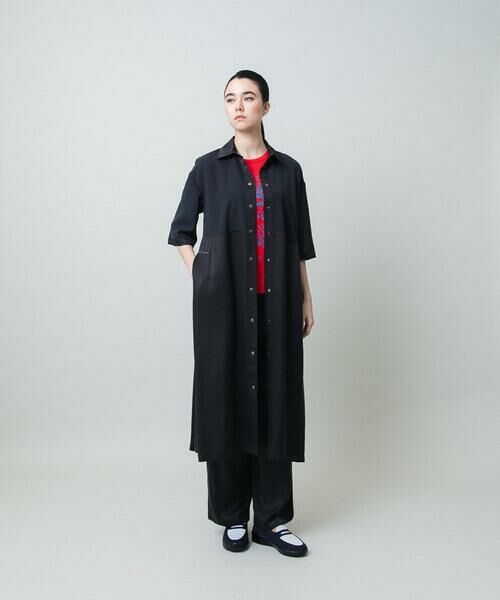 HIROKO KOSHINO / ヒロココシノ ロング・マキシ丈ワンピース | 異素材ドッキングシャツワンピース | 詳細14
