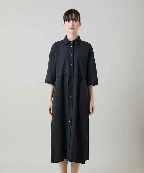 HIROKO KOSHINO / ヒロココシノ ロング・マキシ丈ワンピース | 異素材ドッキングシャツワンピース | 詳細2