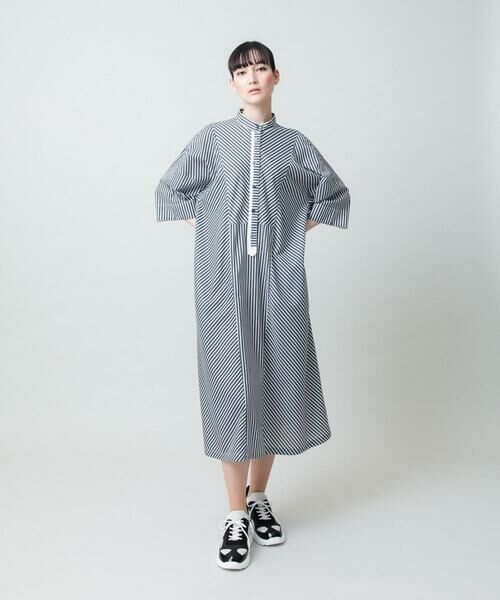 HIROKO KOSHINO / ヒロココシノ ロング・マキシ丈ワンピース | トリコットストライプ切り替えデザインワンピース /洗える | 詳細11
